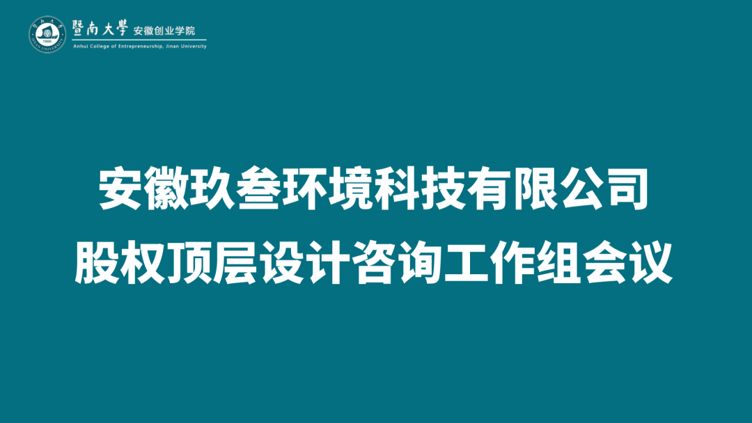 量身定制|安徽玖叁环境科技有限公司邀请徐盛灯博士团队进行股权顶层设计咨询